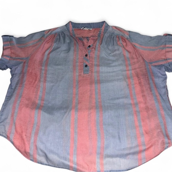 Vintage Striped Blouse - Blue and Pink - Picture 1 of 5